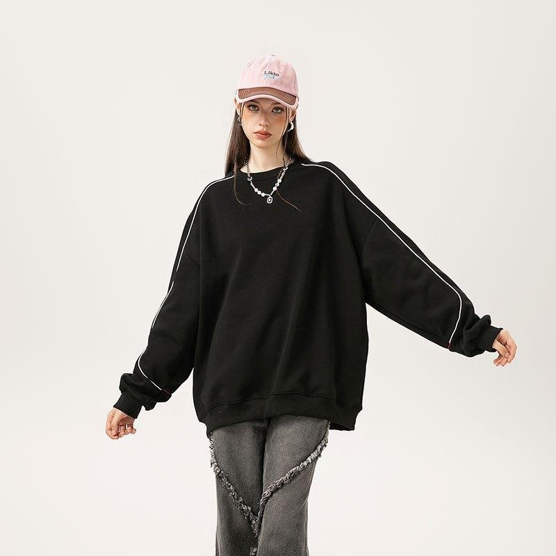 重磅380g雙色線條圓領大學T*2色(S-3XL) | kukuta-細節圖2