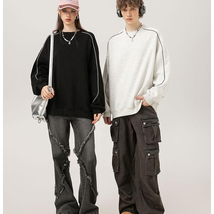 重磅380g雙色線條圓領大學T*2色(S-3XL) | kukuta-細節圖4