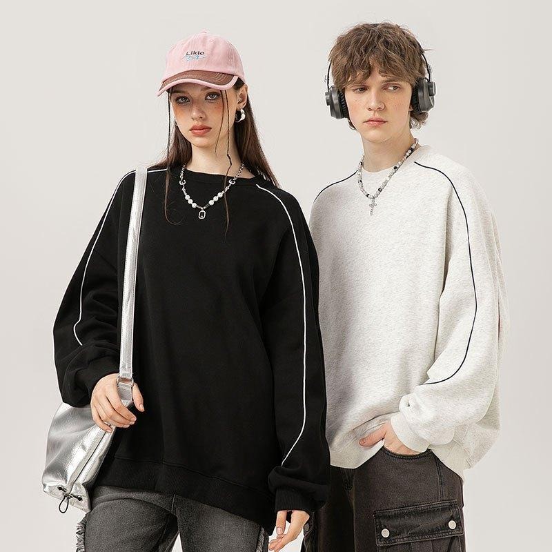 重磅380g雙色線條圓領大學T*2色(S-3XL) | kukuta-細節圖6