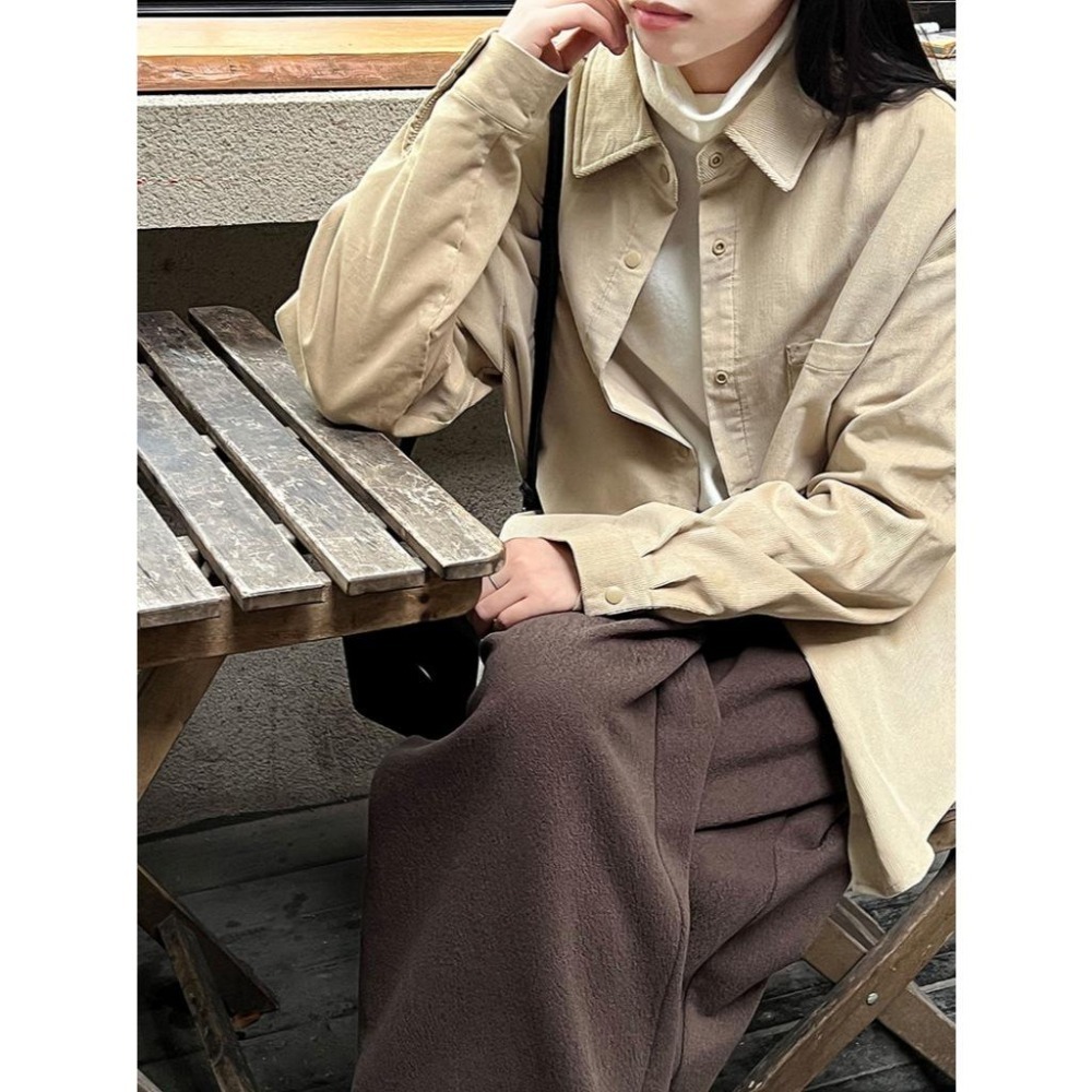 韓系翻領燈芯絨襯衫 復古寬鬆慵懶外套 *4色 | kukuta-細節圖2