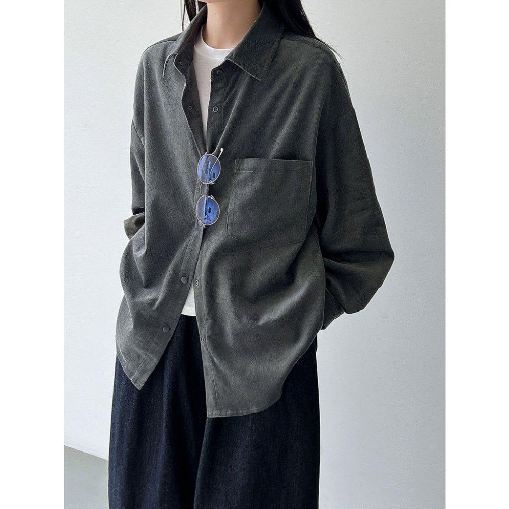 韓系翻領燈芯絨襯衫 復古寬鬆慵懶外套 *4色 | kukuta-細節圖3
