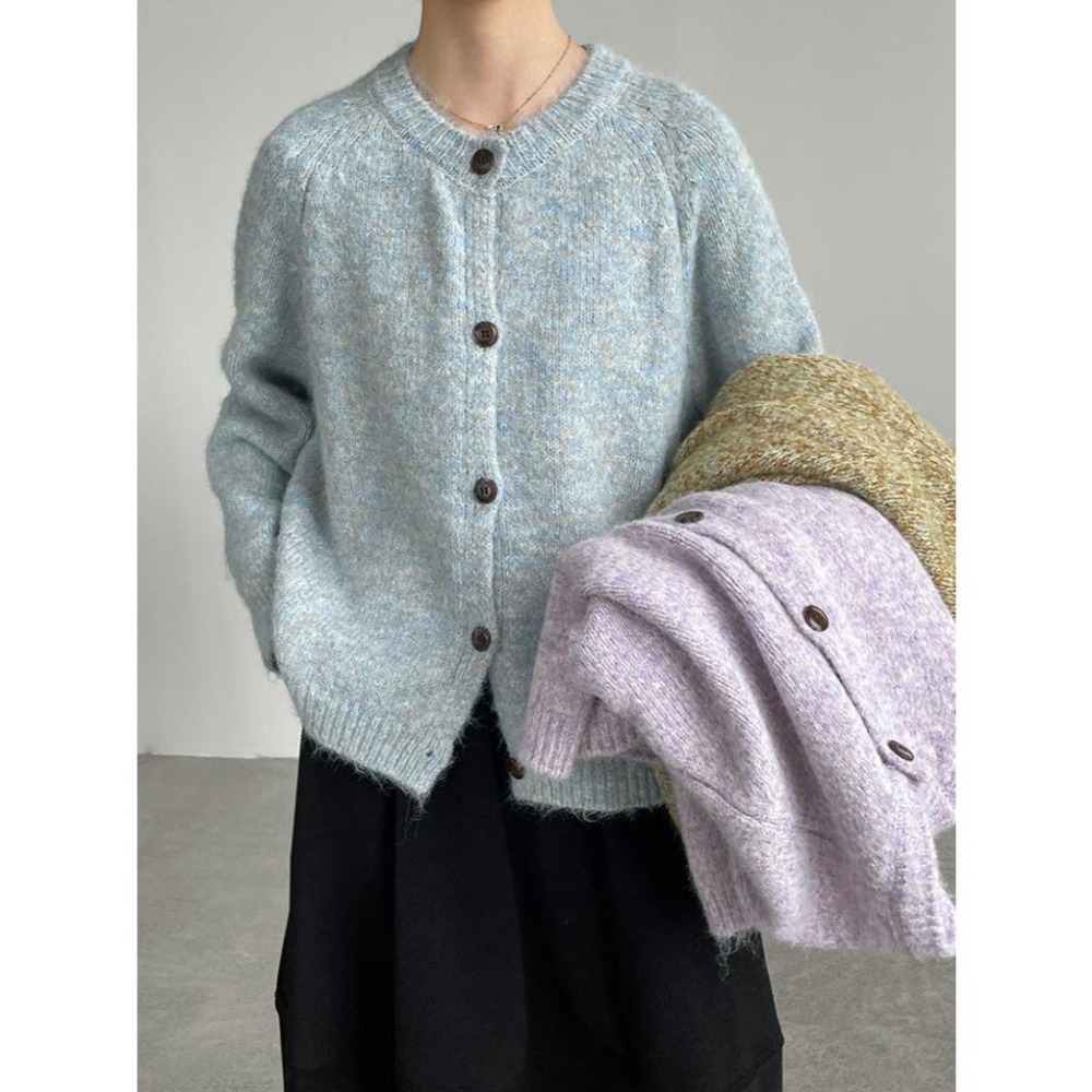 現+預 日常穿搭 軟糯彩紗針織毛衣外套 *3色 | kukuta-細節圖2