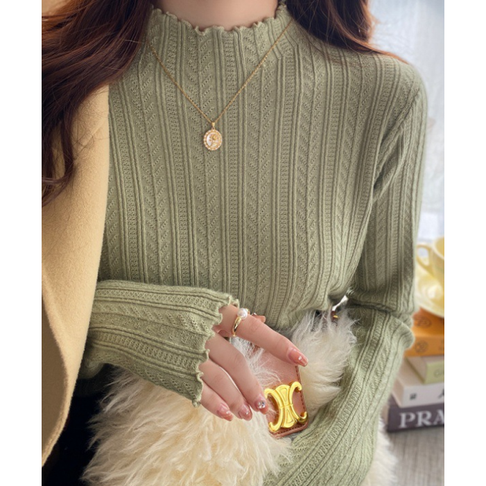 現+預 層次穿搭 半高領木耳邊內搭上衣 *8色 | kukuta-細節圖7