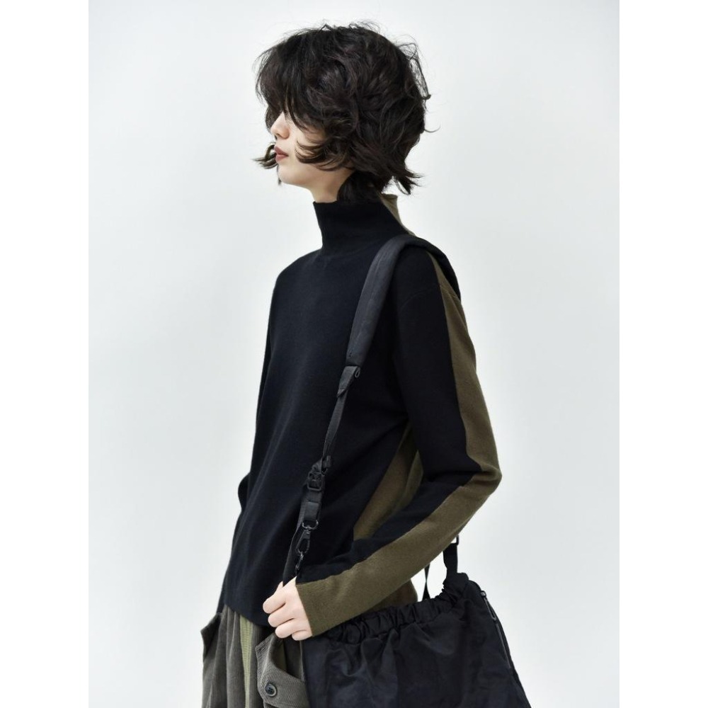 現+預 前後兩穿 撞色軟糯高領上衣 *3色 | kukuta-細節圖3