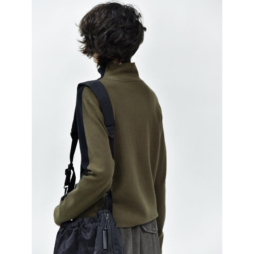 現+預 前後兩穿 撞色軟糯高領上衣 *3色 | kukuta-細節圖4