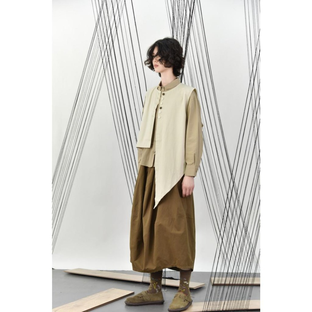 撞色扣不規則尖角下擺馬甲背心*3色 | kukuta-細節圖9