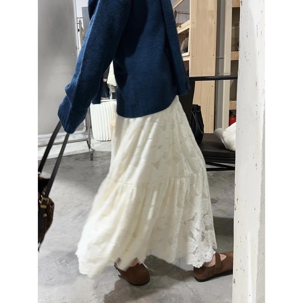 現+預 氣質顯瘦 百搭蕾絲磨毛半身裙 *2色 | kukuta-細節圖6