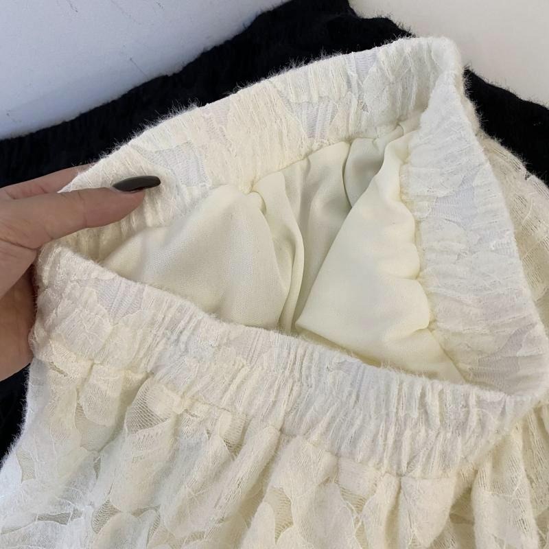 現+預 氣質顯瘦 百搭蕾絲磨毛半身裙 *2色 | kukuta-細節圖8