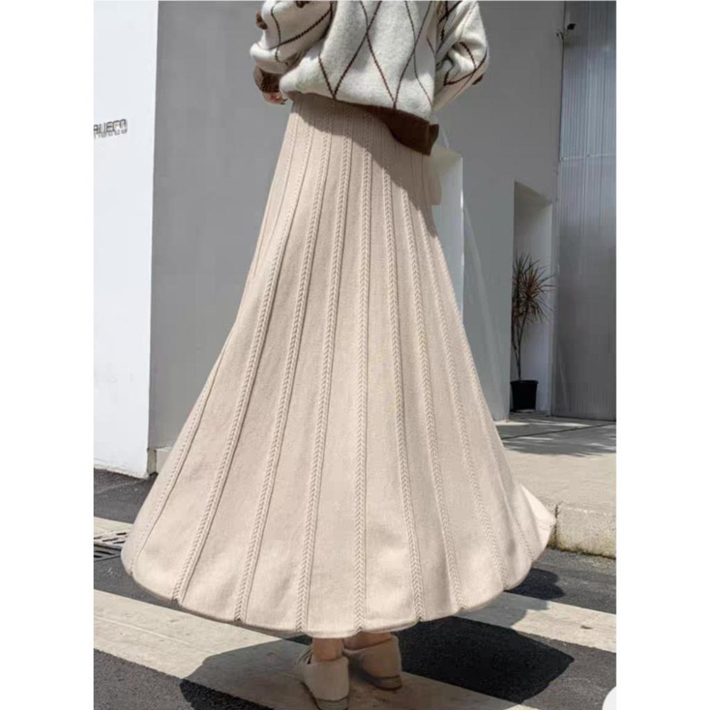 秋冬保暖 螺紋針織半身裙 顯瘦百搭長裙*3色 | kukuta-細節圖5