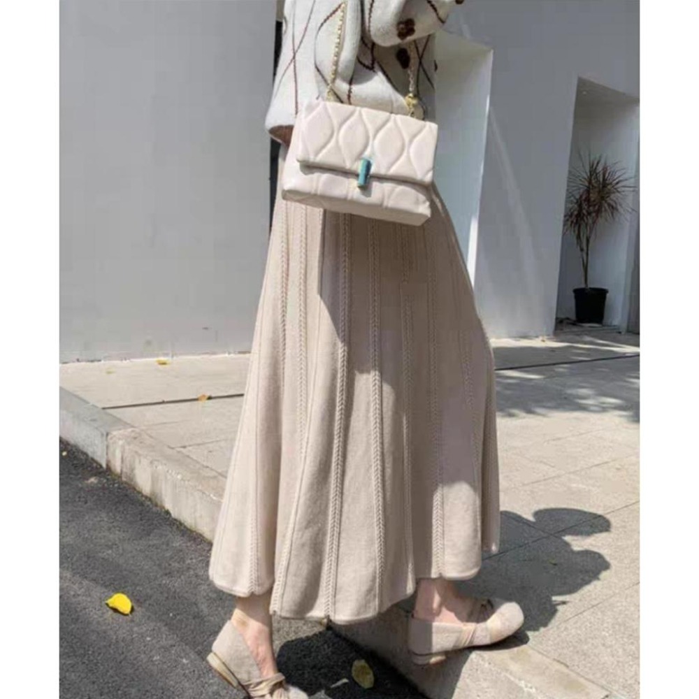秋冬保暖 螺紋針織半身裙 顯瘦百搭長裙*3色 | kukuta-細節圖7