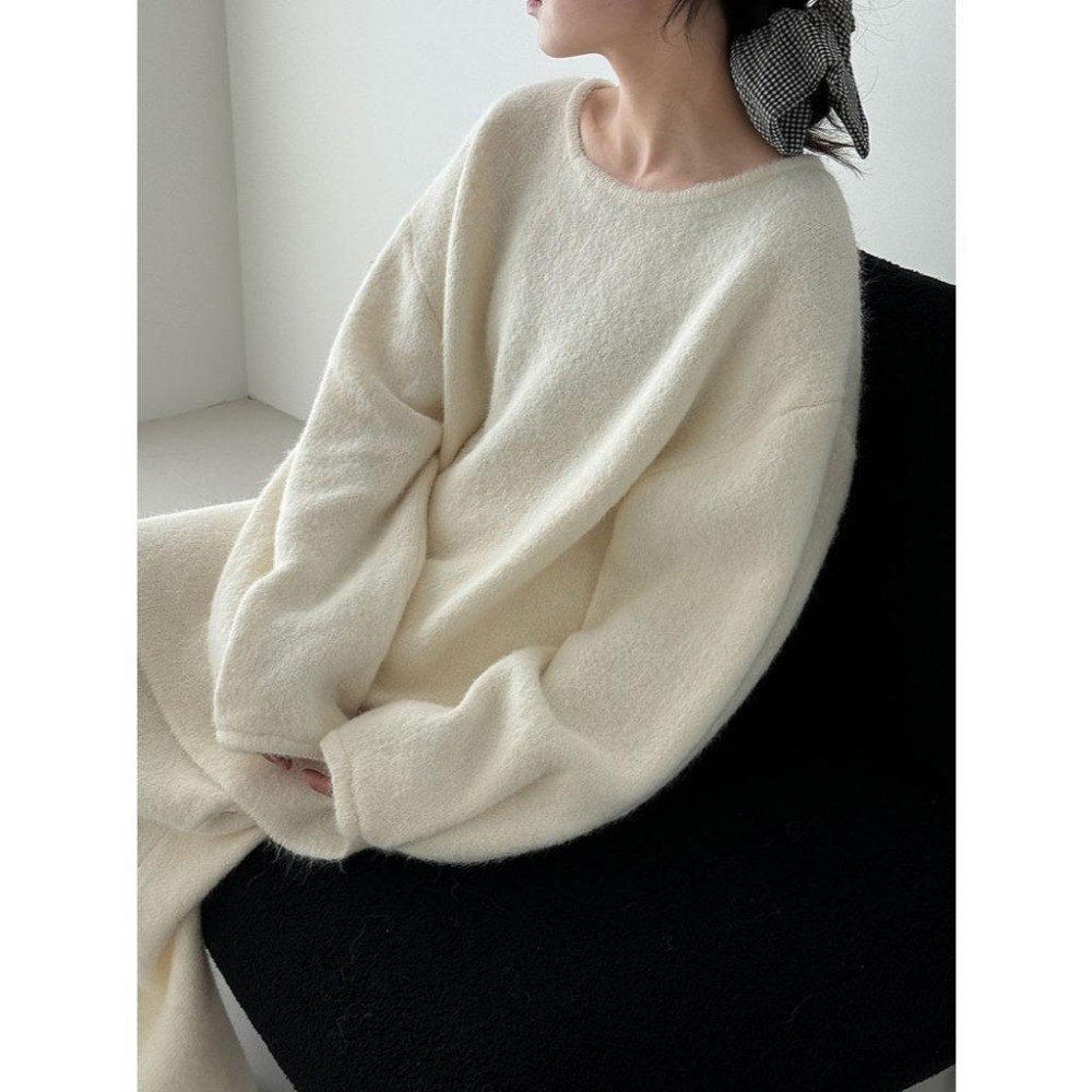 韓系秋冬 溫暖後排釦慵懶毛衣+針織半身裙套裝 *2色 | kukuta-細節圖4