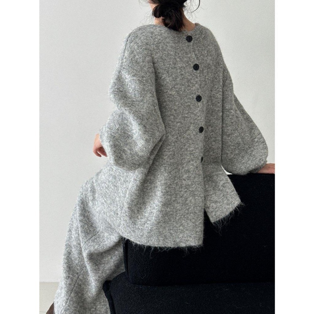 韓系秋冬 溫暖後排釦慵懶毛衣+針織半身裙套裝 *2色 | kukuta-細節圖5