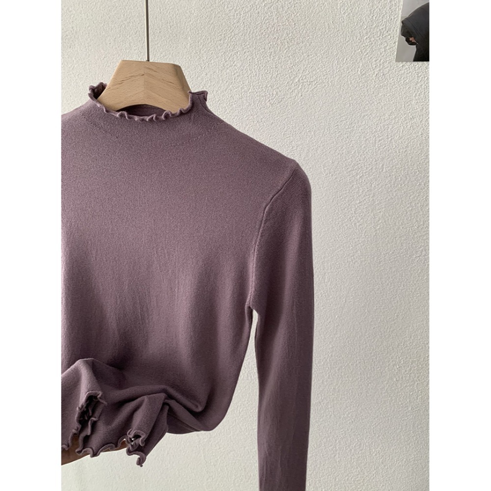 現+預 多色木耳邊內搭上衣 百搭打底高領針織衫 *20色 | kukuta-規格圖11