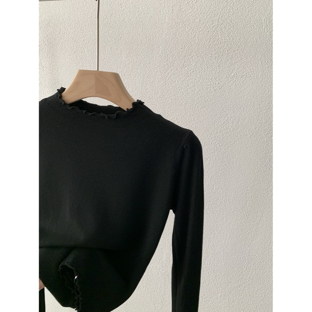 現+預 多色木耳邊內搭上衣 百搭打底高領針織衫 *20色 | kukuta-規格圖11