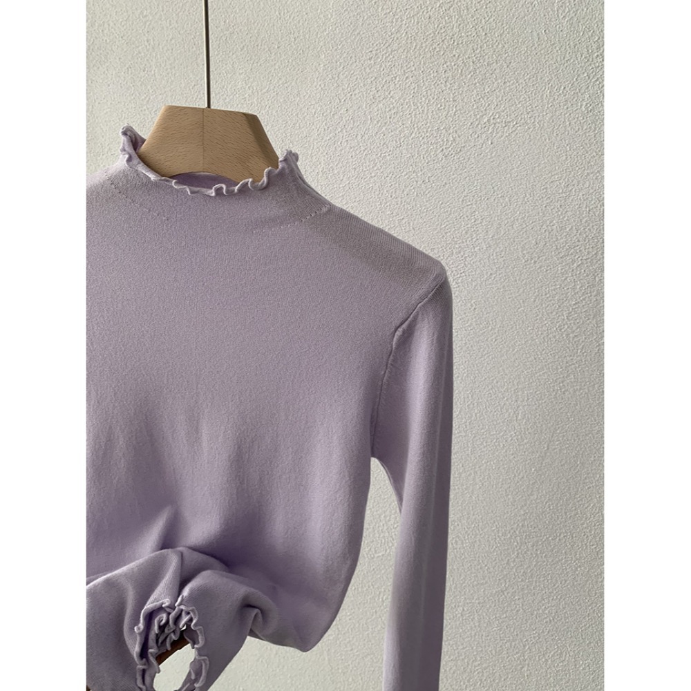 現+預 多色木耳邊內搭上衣 百搭打底高領針織衫 *20色 | kukuta-規格圖11