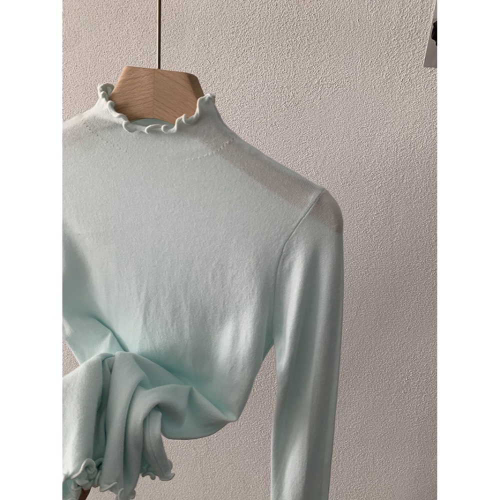 現+預 多色木耳邊內搭上衣 百搭打底高領針織衫 *20色 | kukuta-規格圖11