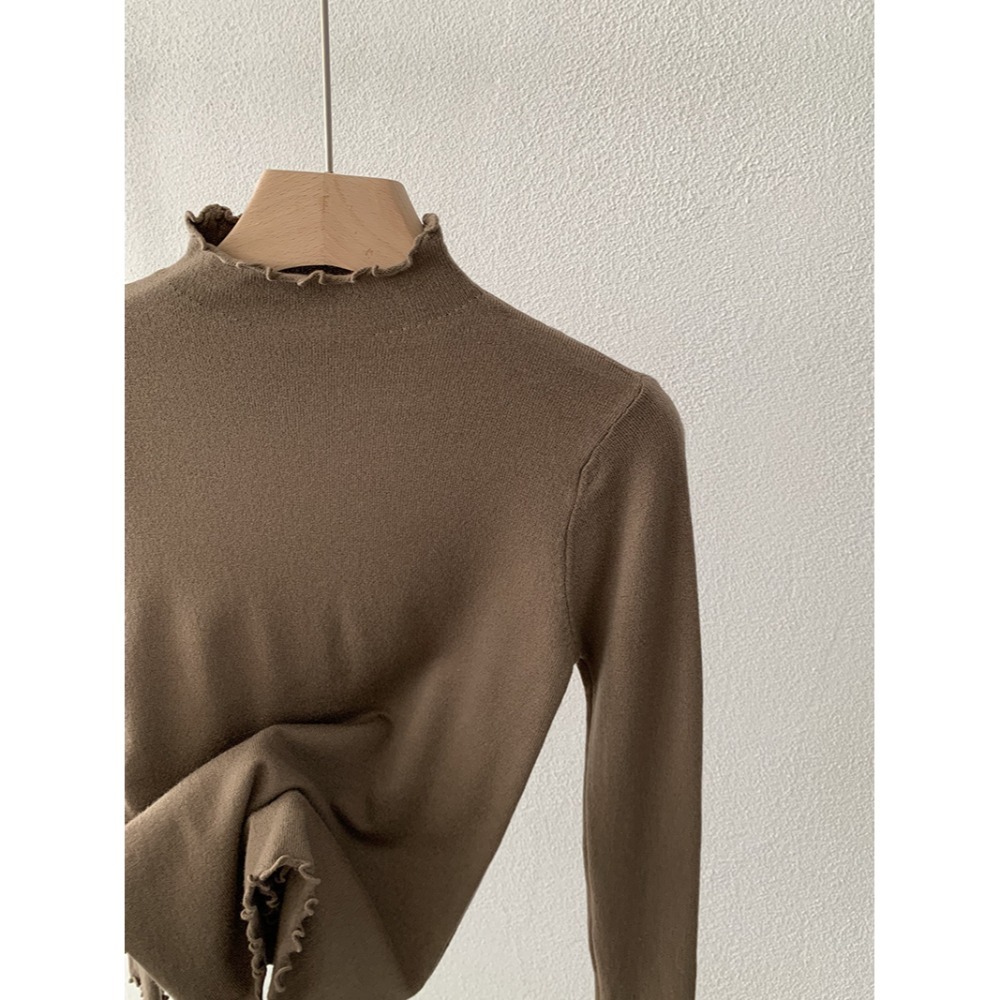 現+預 多色木耳邊內搭上衣 百搭打底高領針織衫 *20色 | kukuta-規格圖11