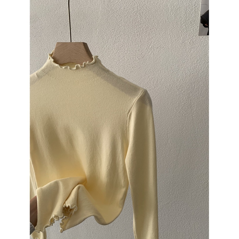 現+預 多色木耳邊內搭上衣 百搭打底高領針織衫 *20色 | kukuta-規格圖11