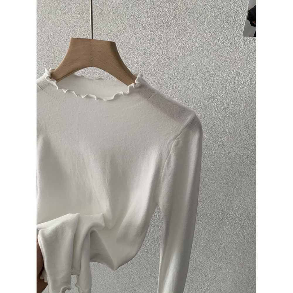 現+預 多色木耳邊內搭上衣 百搭打底高領針織衫 *20色 | kukuta-規格圖11