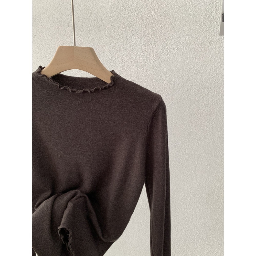 現+預 多色木耳邊內搭上衣 百搭打底高領針織衫 *20色 | kukuta-規格圖11