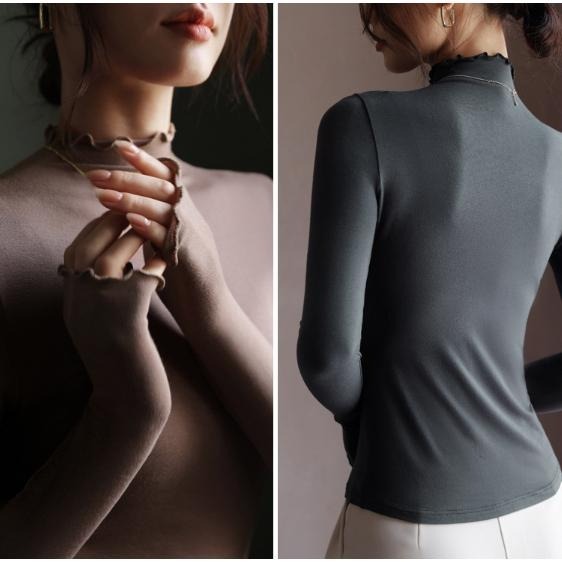 莫代爾半高領木耳邊打底內搭上衣*7色(S-L) | kukuta-細節圖3