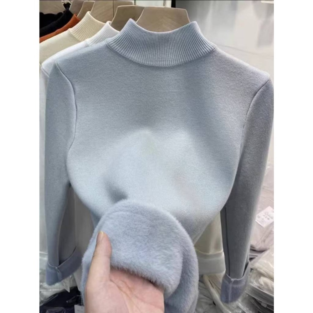 現+預 秋冬保暖 半高領內刷毛內搭上衣 *4色 | kukuta-細節圖5