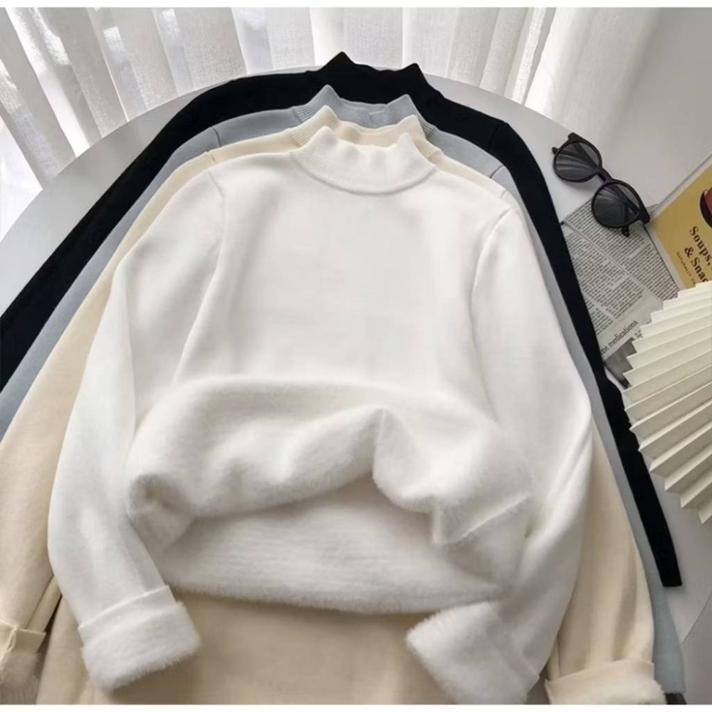 現+預 秋冬保暖 半高領內刷毛內搭上衣 *4色 | kukuta-細節圖9