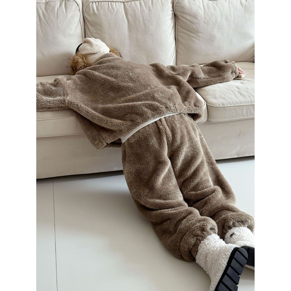 冬天保暖加厚雙面絨立領套裝 *2色 | kukuta-細節圖3