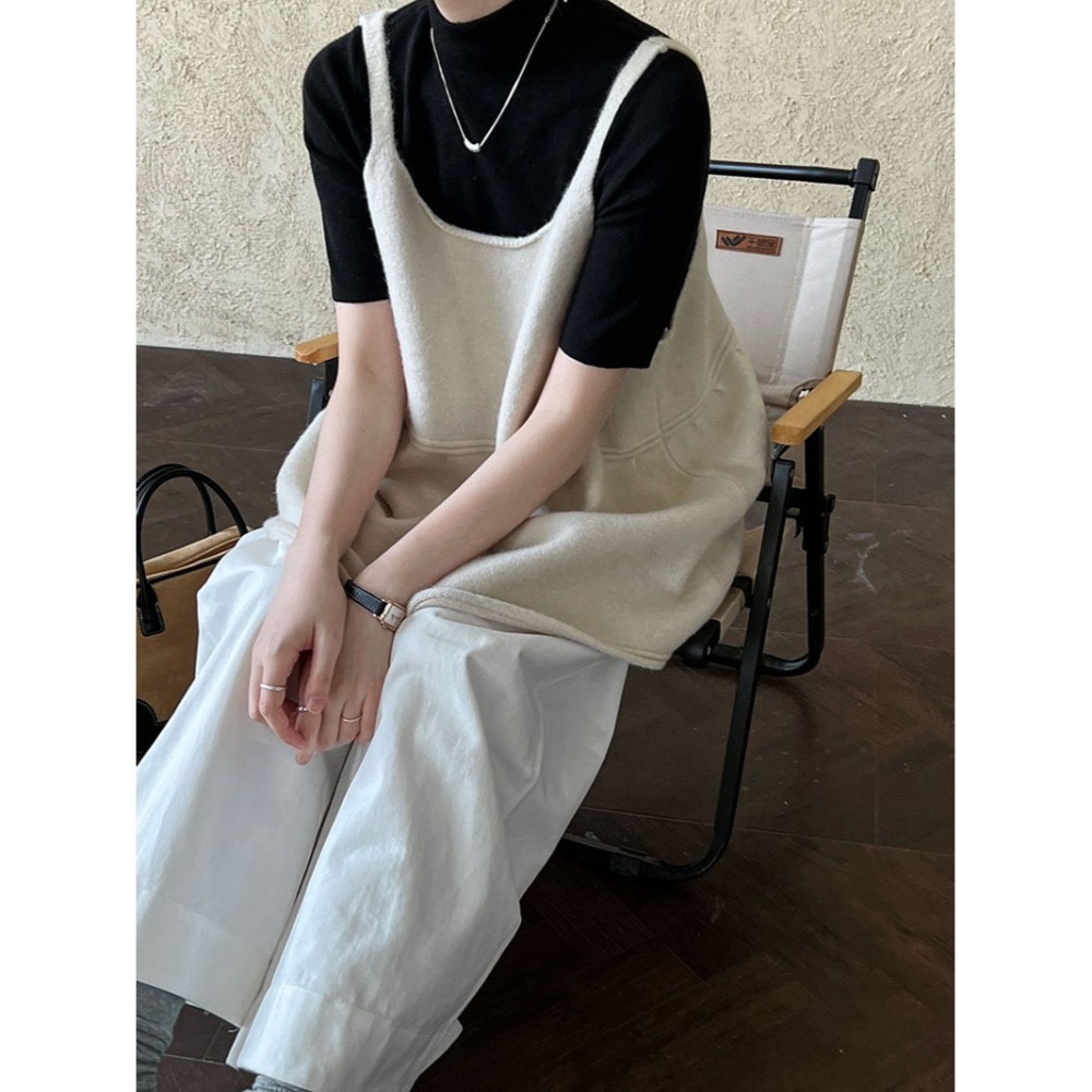 韓系U領針織吊帶背心 *4色 | kukuta-細節圖2