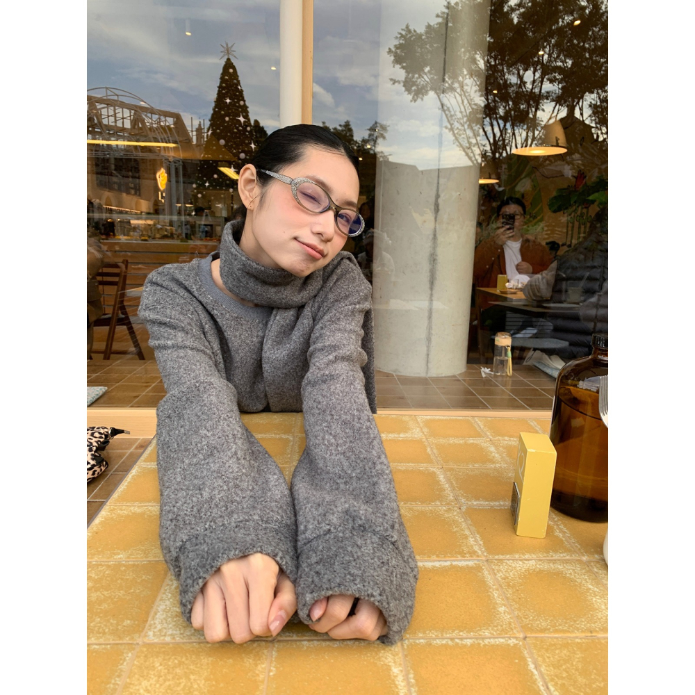 慵懶寬鬆 秋冬絨毛保暖上衣+圍巾 *2色 | kukuta-細節圖4