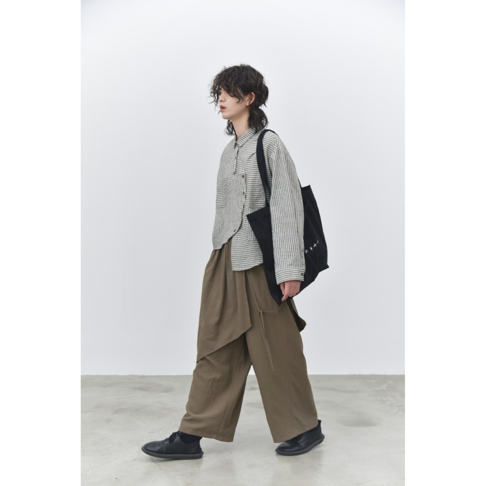 拼接條紋口袋襯衫 文藝復古設計上衣 *3色 | kukuta-細節圖4