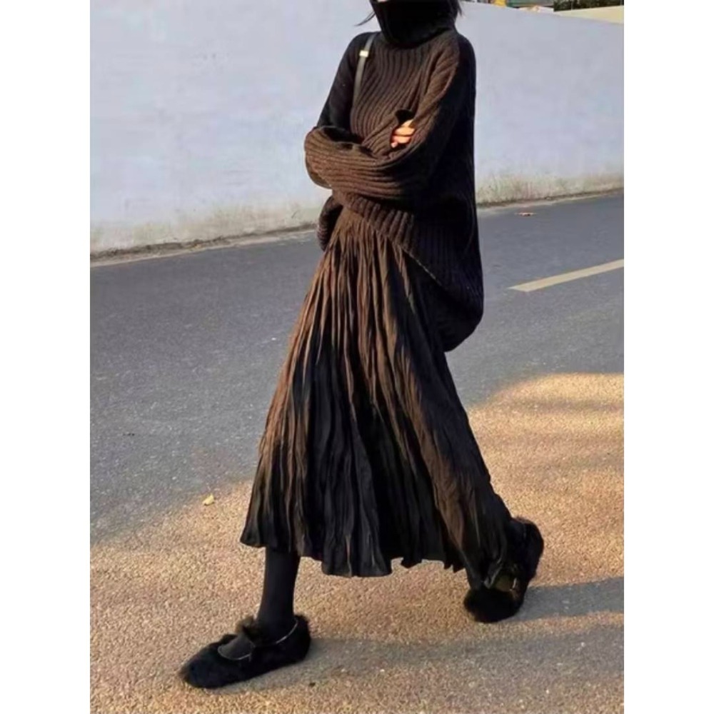 法式浪漫褶皺絲絨裙 氣質顯瘦甜美半身裙 *8色 | kukuta-細節圖2