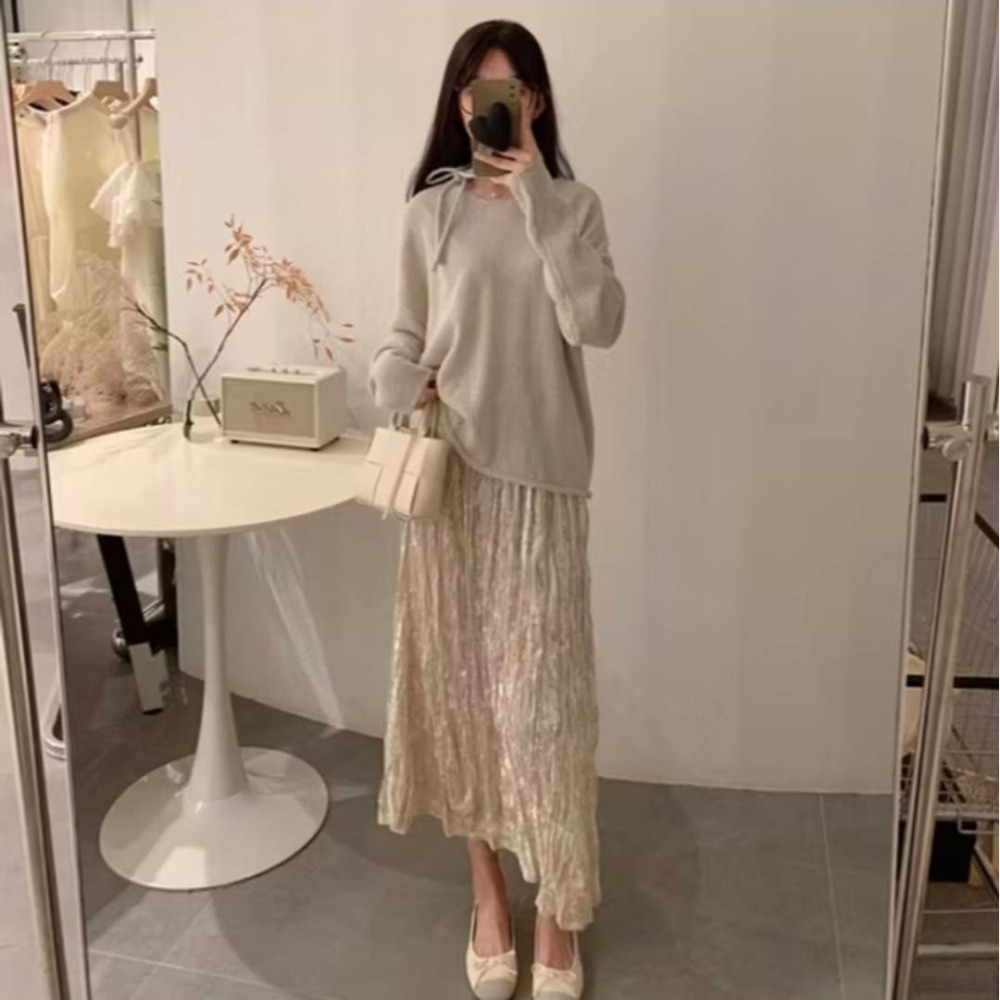 法式浪漫褶皺絲絨裙 氣質顯瘦甜美半身裙 *8色 | kukuta-細節圖5