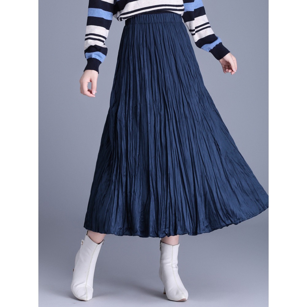 質感絲絨半身裙 鬆緊腰復古中長裙 *7色 | kukuta-細節圖4