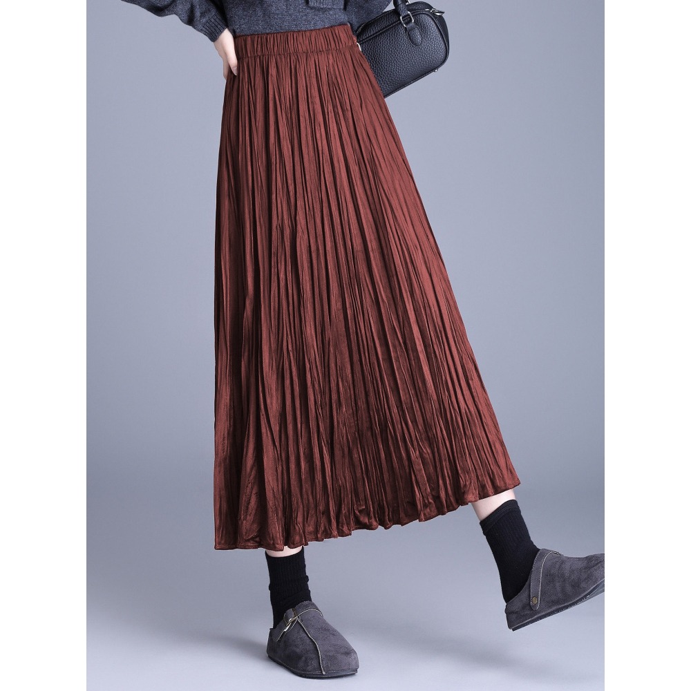 質感絲絨半身裙 鬆緊腰復古中長裙 *7色 | kukuta-細節圖7