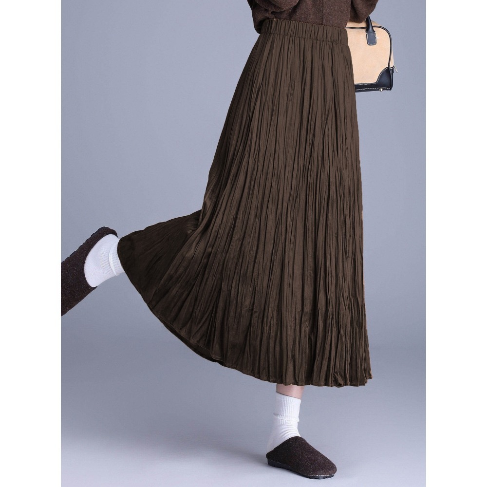 現貨 質感絲絨半身裙 鬆緊腰復古中長裙 *7色 | kukuta-細節圖5