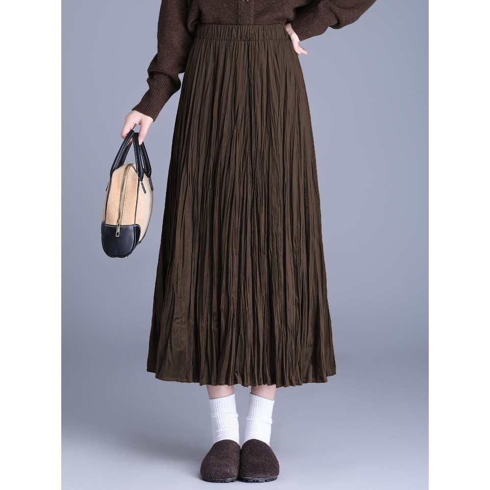 現貨 質感絲絨半身裙 鬆緊腰復古中長裙 *7色 | kukuta-規格圖9