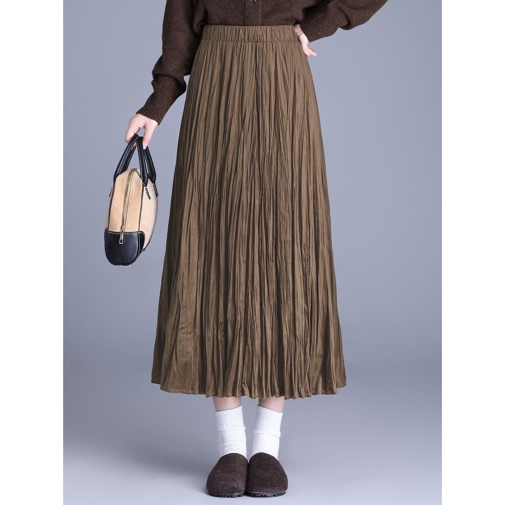 現貨 質感絲絨半身裙 鬆緊腰復古中長裙 *7色 | kukuta-規格圖9