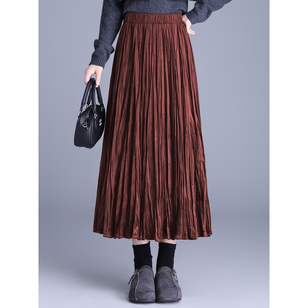 現貨 質感絲絨半身裙 鬆緊腰復古中長裙 *7色 | kukuta-規格圖9