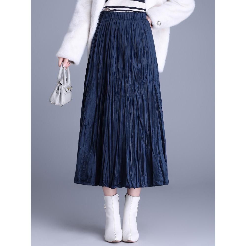 質感絲絨半身裙 鬆緊腰復古中長裙 *7色 | kukuta-規格圖9