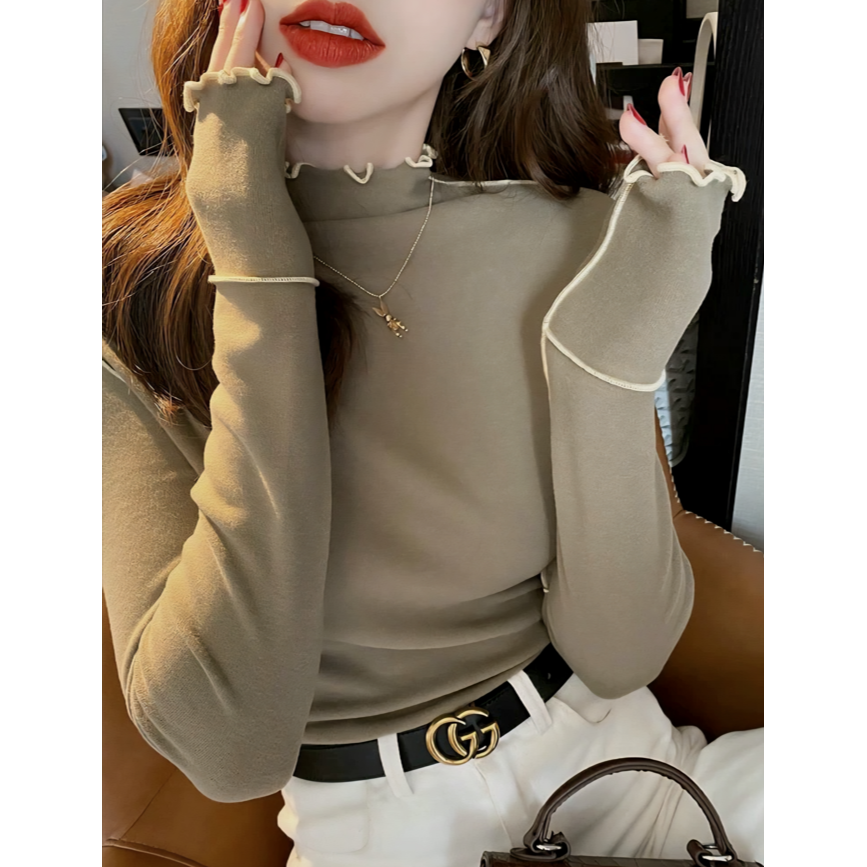 秋冬保暖 半高領木耳邊上衣 *6色 | kukuta-細節圖2