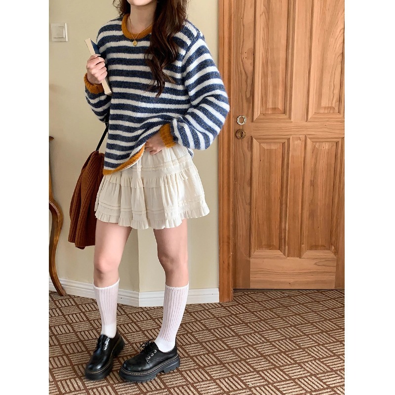 8%羊毛 復古條紋寬鬆顯瘦針織毛衣 *2色 | kukuta-細節圖3