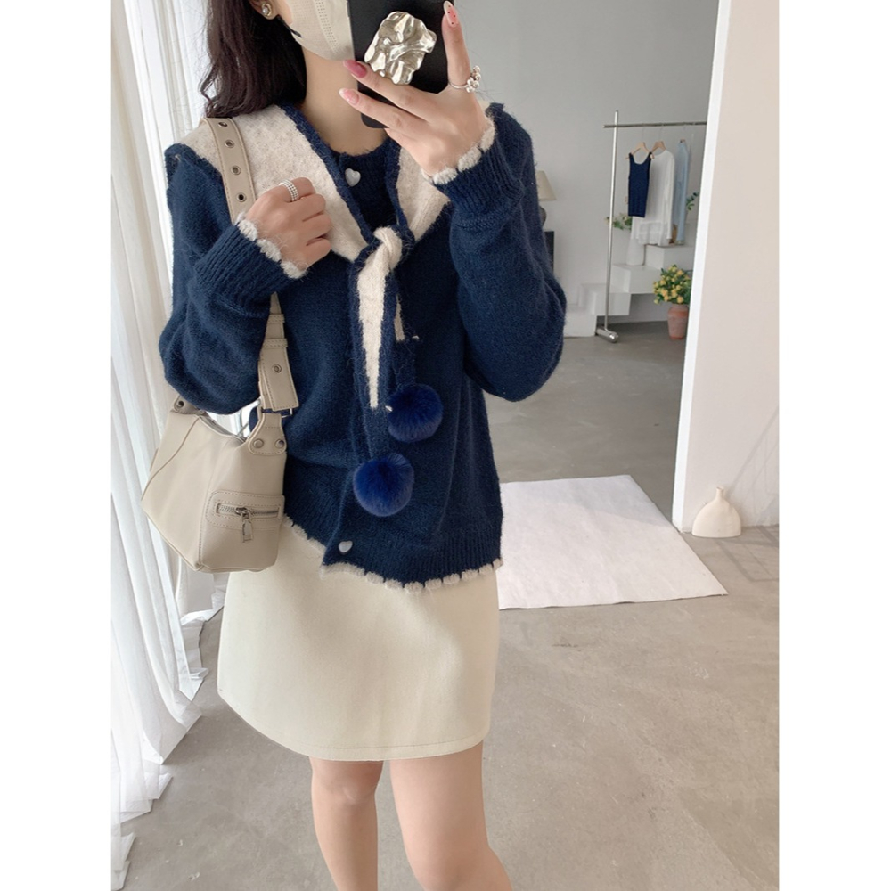 愛心扣披肩針織毛衣 *6色 | kukuta-細節圖5