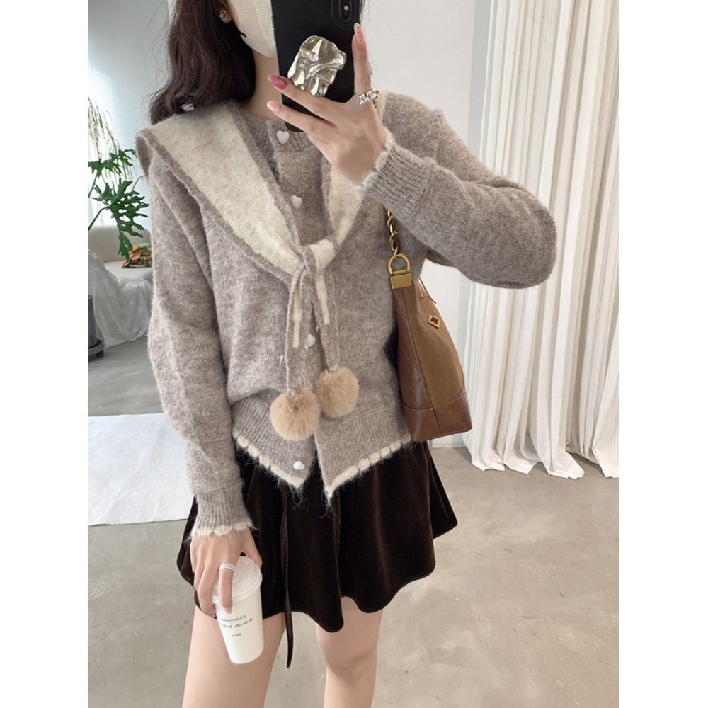 愛心扣披肩針織毛衣 *6色 | kukuta-細節圖7