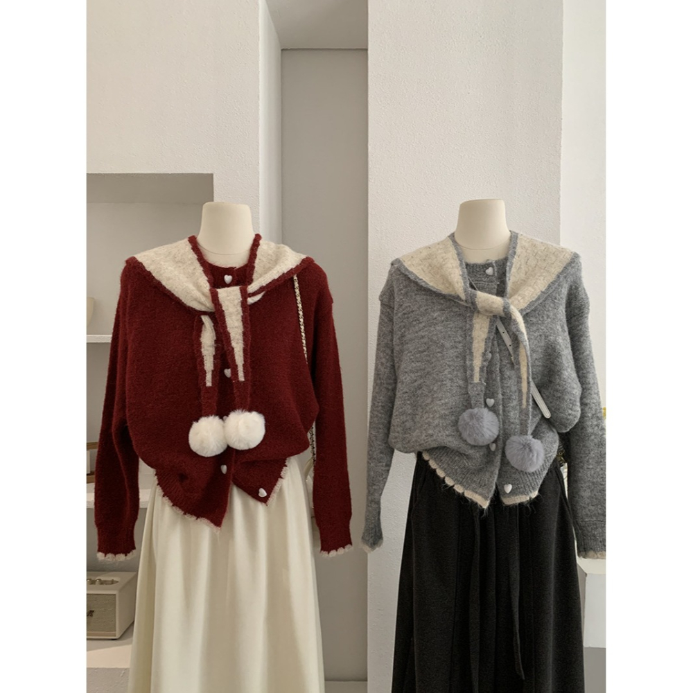 愛心扣披肩針織毛衣 *6色 | kukuta-細節圖10