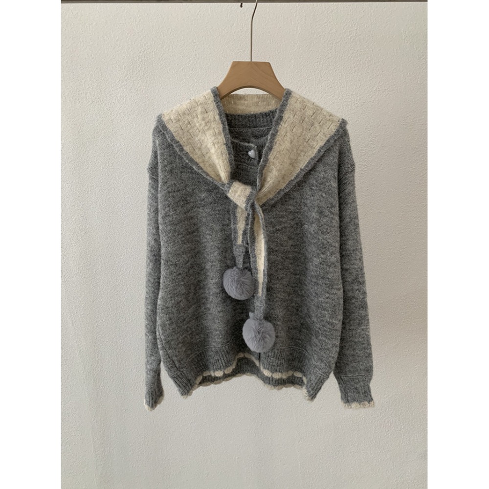 愛心扣披肩針織毛衣 *6色 | kukuta-規格圖10