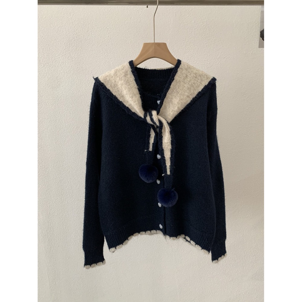 愛心扣披肩針織毛衣 *6色 | kukuta-規格圖10