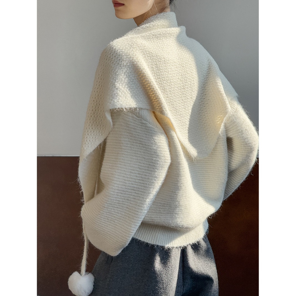 6%羊毛 冬季慵懶氛圍感大圍巾毛衣 *2色 | kukuta-細節圖2