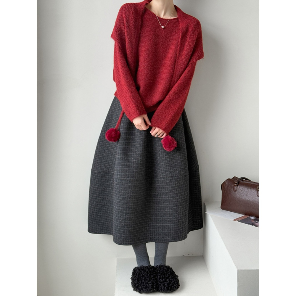 6%羊毛 冬季慵懶氛圍感大圍巾毛衣 *2色 | kukuta-細節圖3