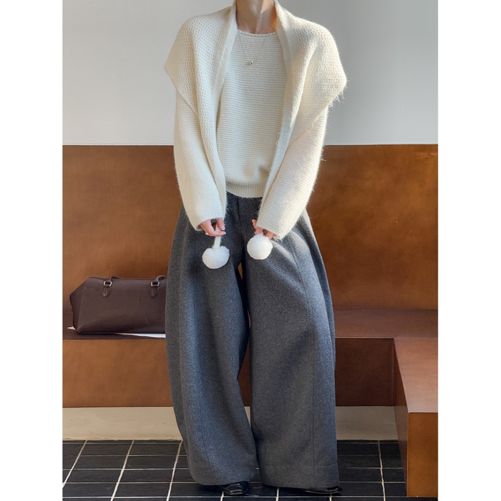 6%羊毛 冬季慵懶氛圍感大圍巾毛衣 *2色 | kukuta-細節圖4